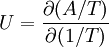 U = \frac{\partial (A/T)}{\partial (1/T)}