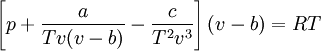 \left[ p + \frac{a}{Tv(v-b)} - \frac{c}{T^2v^3} \right] (v-b) = RT