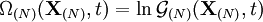 \Omega_{(N)} ({\mathbf X}_{(N)},t)= \ln \mathcal{G}_{(N)} ({\mathbf X}_{(N)},t)