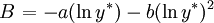 \left.B\right.=-a(\ln y^*) - b(\ln y^*)^2