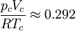 \frac{p_cV_c}{RT_c}\approx 0.292